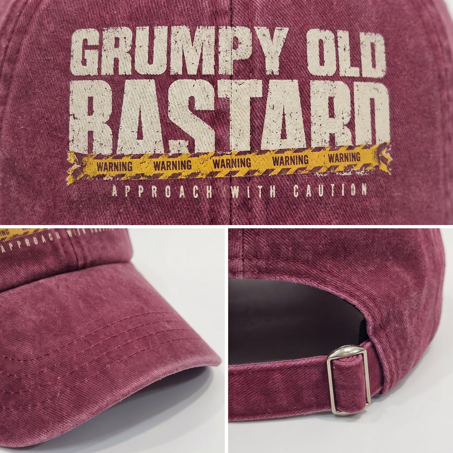 "Grumpy Old Bastard Approach with Caution" Vintage Washed Cap