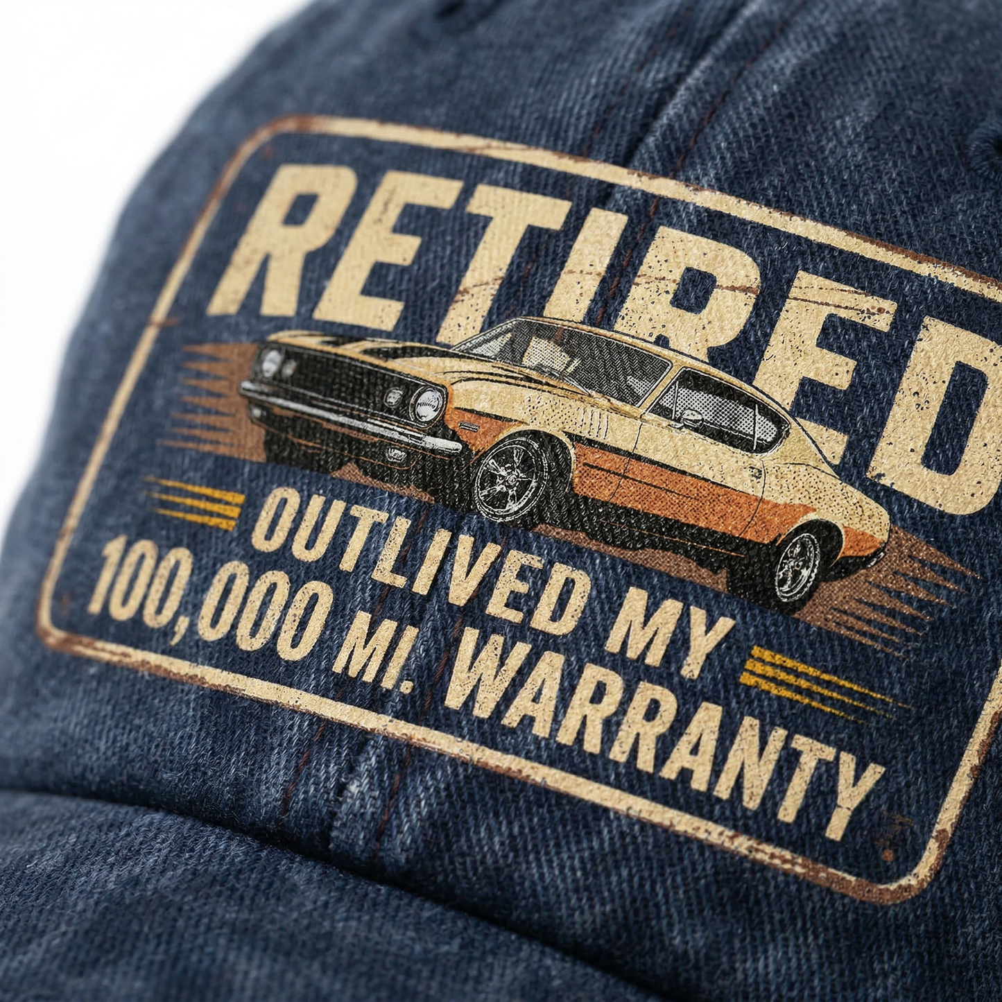 "Retired Outlived My 100,000 Mile Warranty" Vintage Washed Cap