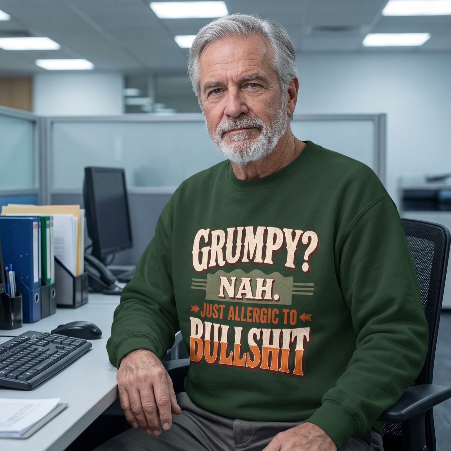 "Grumpy Nah. Just Allergic to BS" Funny No-Nonsense Vintage Sweatshirt