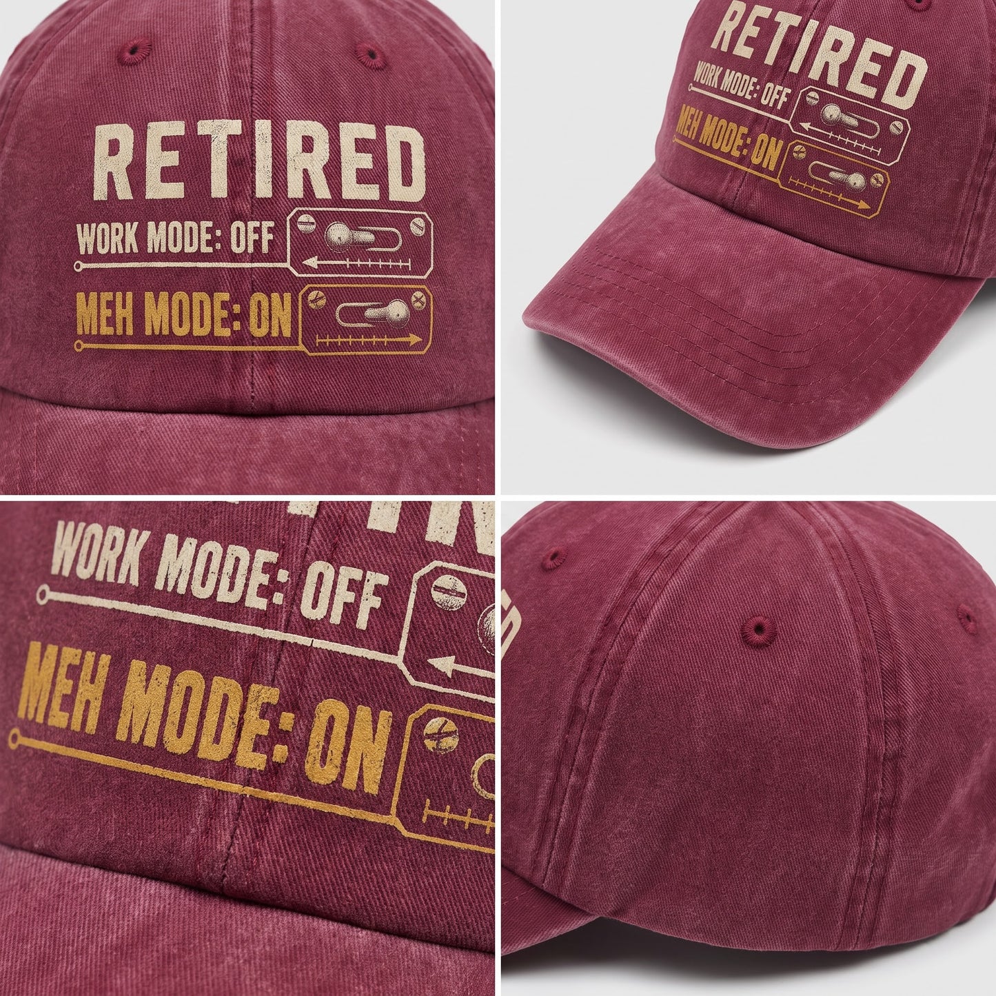"Retired. Meh Mode On" Vintage Washed Cap