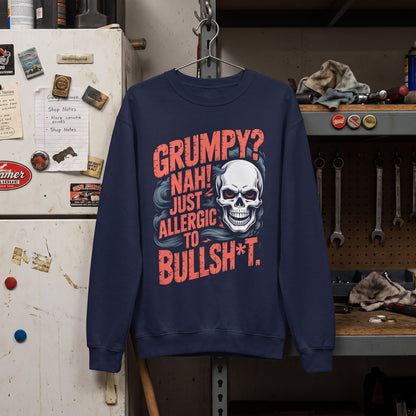 "Grumpy Nah! Just Allergic to Bullsht" Distressed Frame Sweatshirt