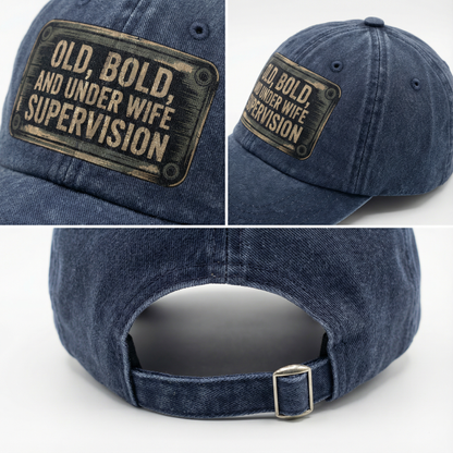 “Old, Bold, and Under Wife Supervision” Garage Grumble Plate Classic Cap