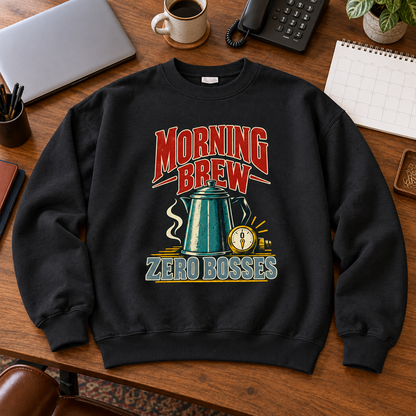 "Morning Brew. Zero Bosses" Vintage Sweatshirt