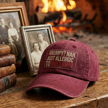 The "Straight Shooter" Cap - Grumpy? Nah. Just Honest - Faded Print Cap
