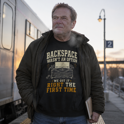 "Backspace Wasn't An Option. We Got It Right The First Time" Vintage Sweatshirt