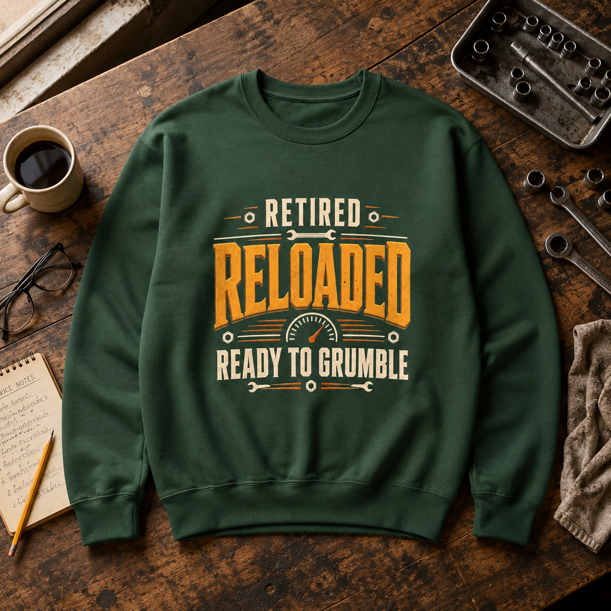 "Retired. Reloaded. Ready to Grumble" Vintage Sweatshirt
