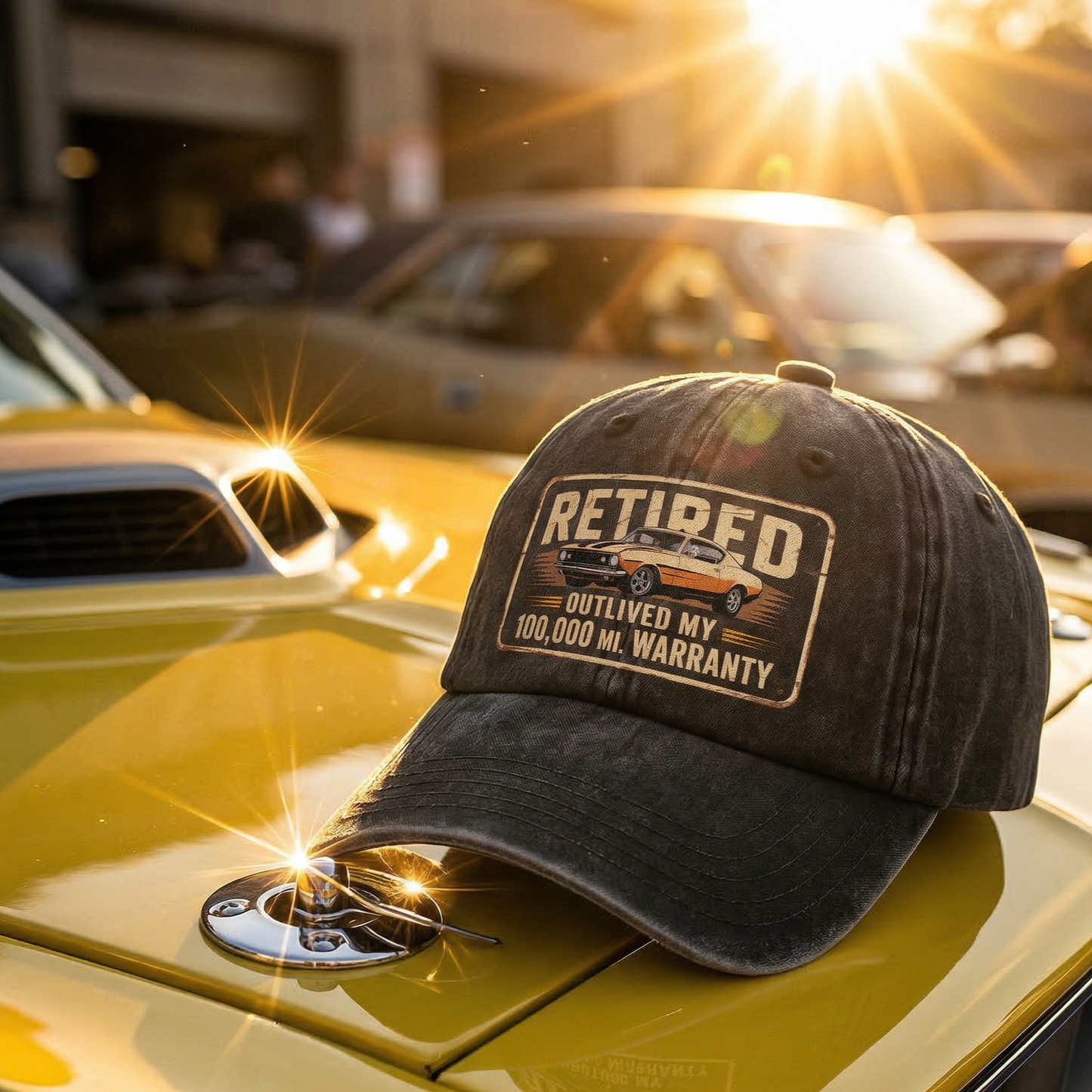"Retired Outlived My 100,000 Mile Warranty" Vintage Washed Cap