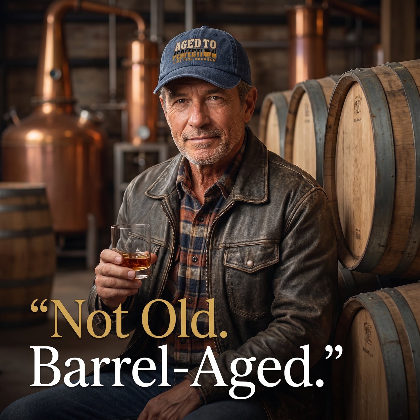"Aged To Perfection Like Fine Bourbon" Vintage Washed Cap