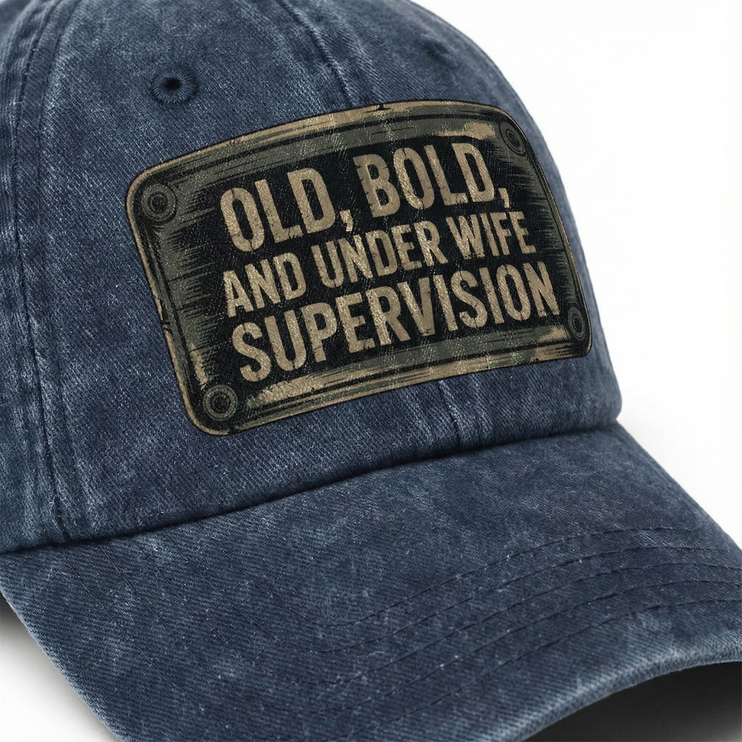 “Old, Bold, and Under Wife Supervision” Garage Grumble Plate Classic Cap
