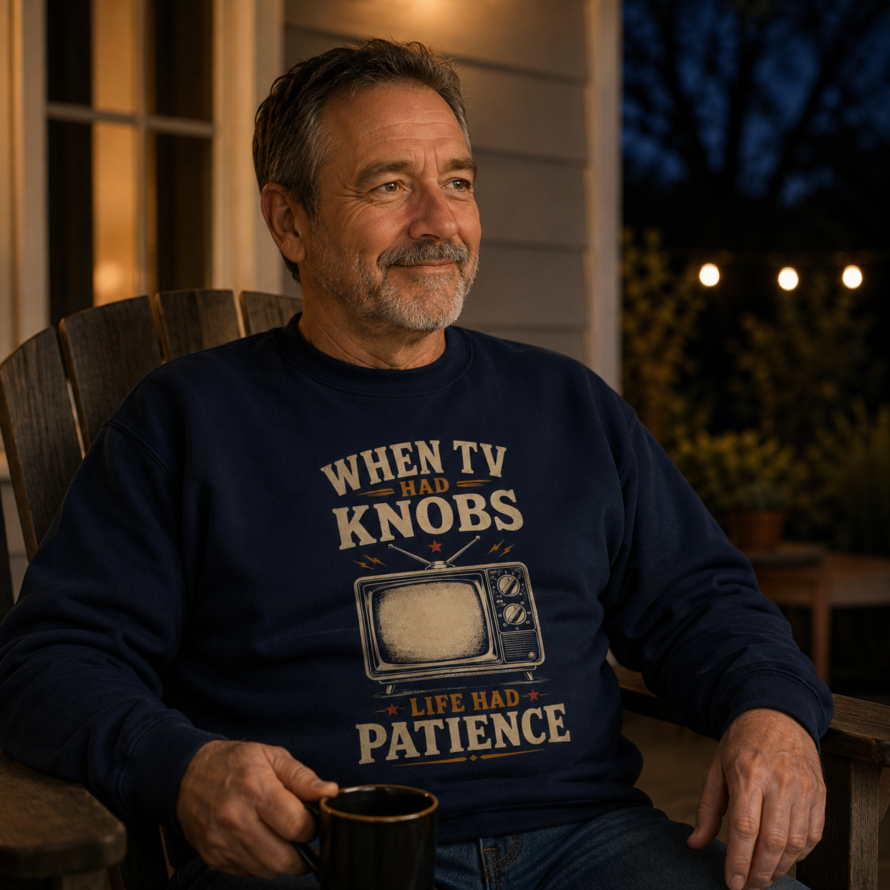 "When TV Had Knobs, Life Had Patience" Vintage Sweatshirt