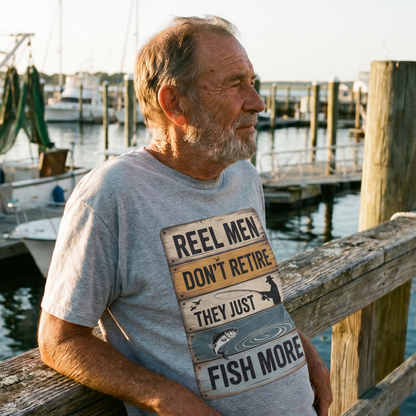 "Reel Men Don’t Retire – They Just Fish More" Vintage T-Shirt