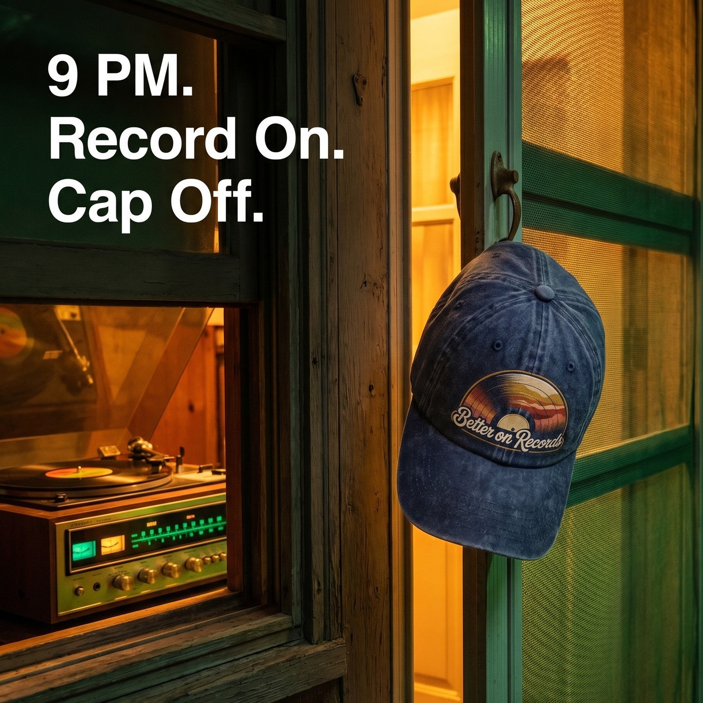 "Better On Records" Retro Vinyl Washed Cap