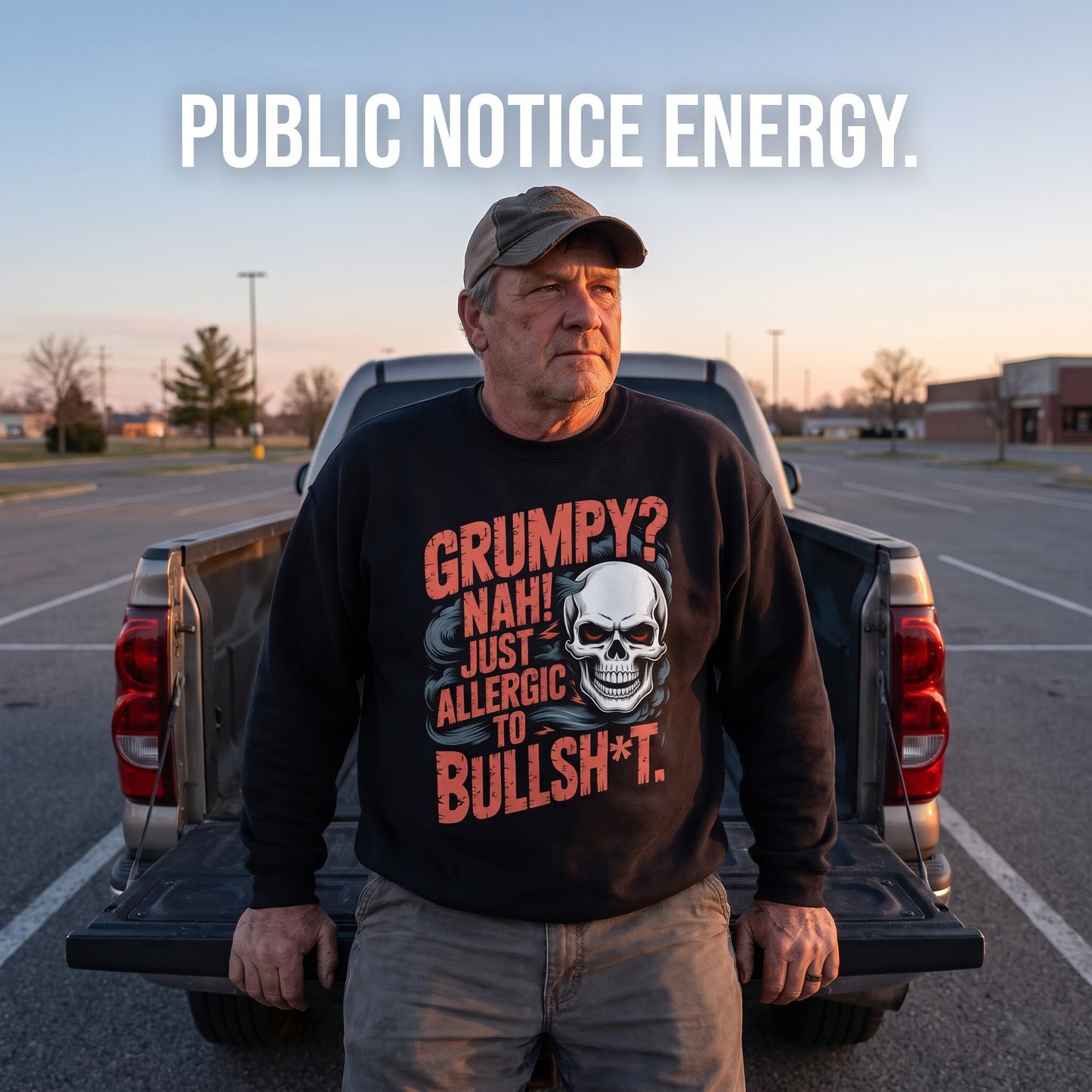 "Grumpy Nah! Just Allergic to Bullsht" Distressed Frame Sweatshirt