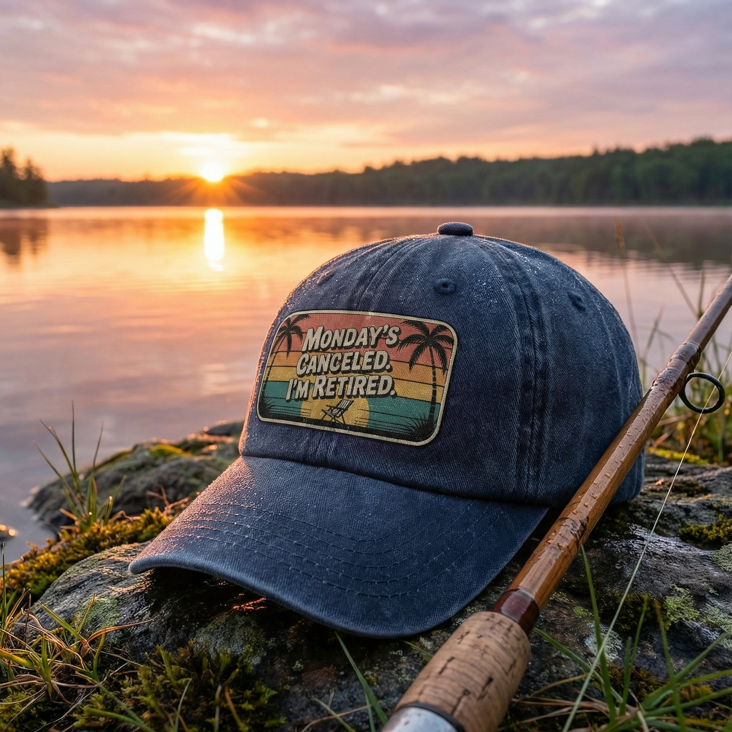 “Monday’s Canceled. I’m Retired.” Sunset Fadewave Chill Cap