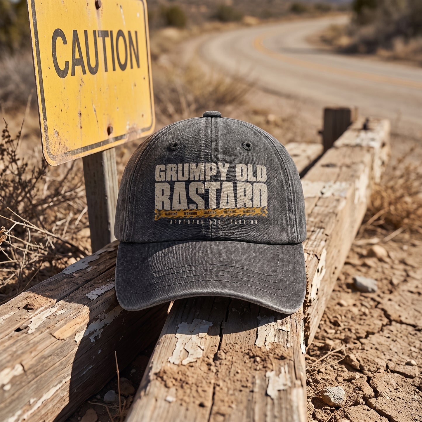 "Grumpy Old Bastard Approach with Caution" Vintage Washed Cap