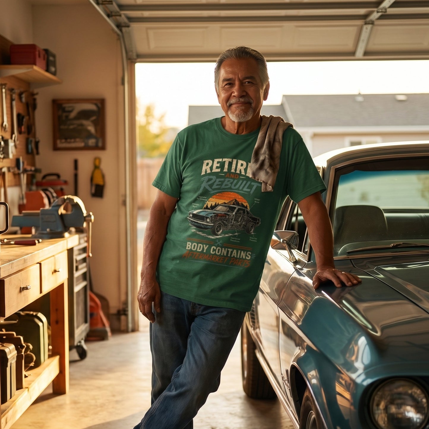 "Retired and Rebuilt: Body Contains Aftermarket Parts" Funny Vintage T-Shirt