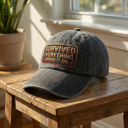 “Survived Everything. Bring It On.” Rusted West Grit Cap