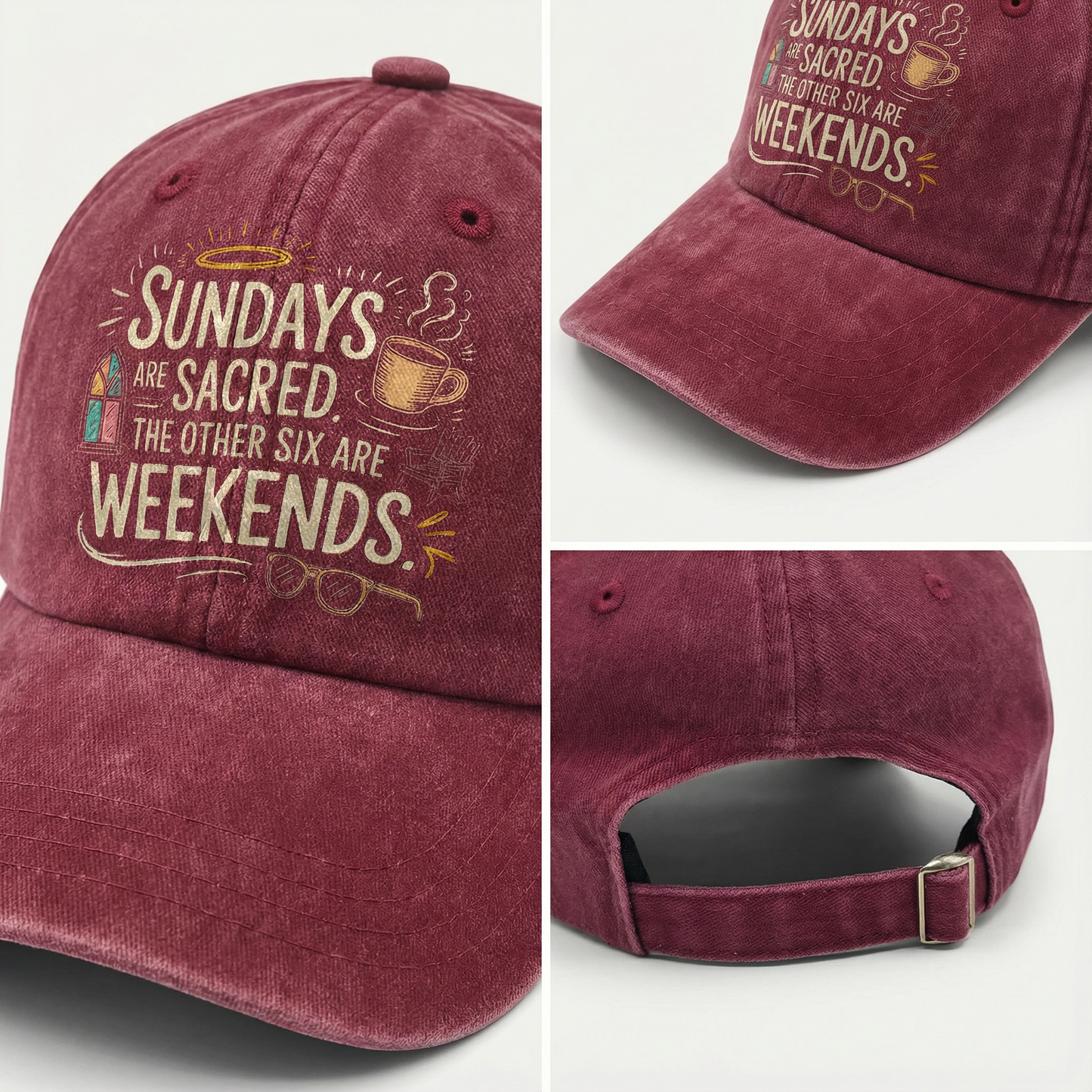 “Sundays Are Sacred. The Other Six Are Weekends” Cozy Blessing Sketch Cap