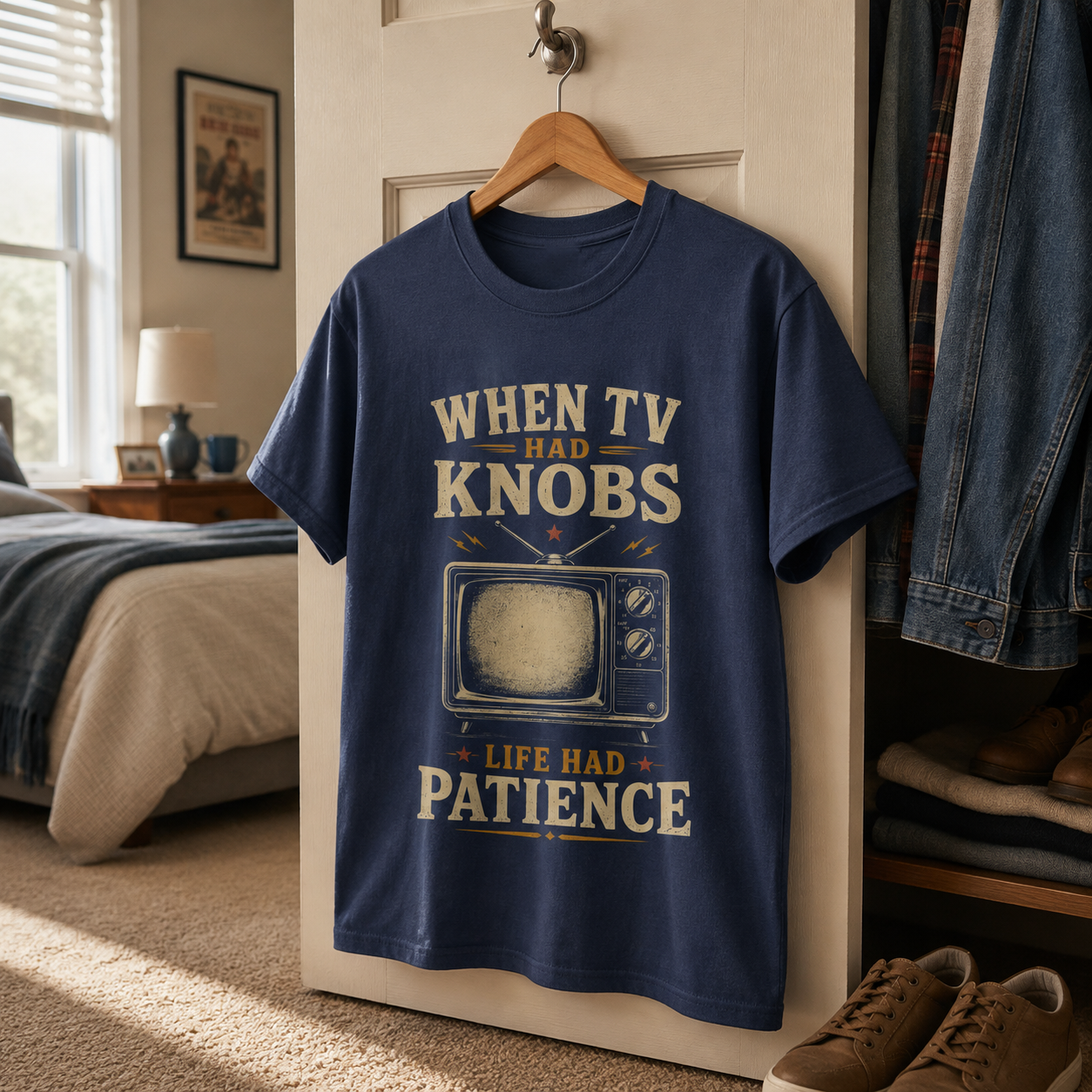 "When TV Had Knobs, Life Had Patience" Vintage T-Shirt