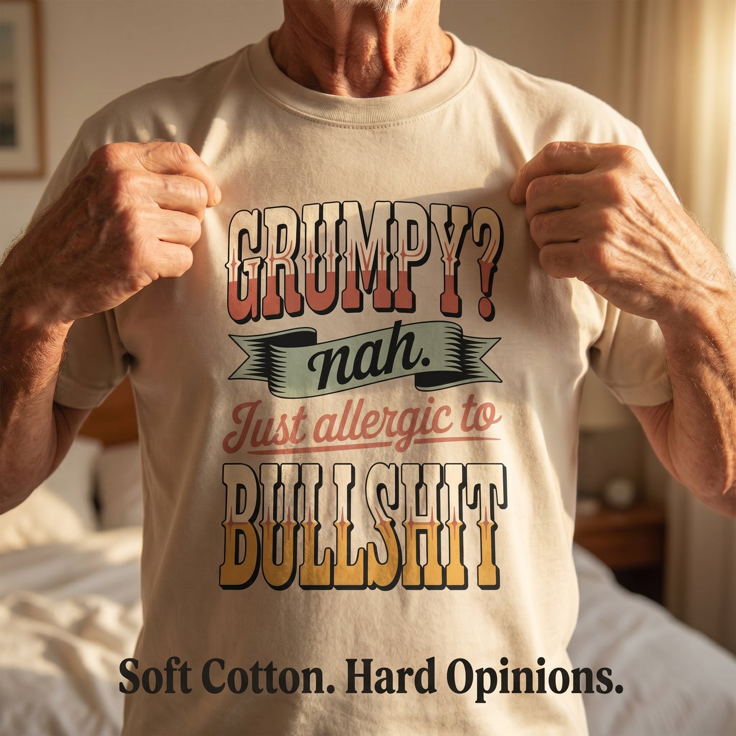 "Grumpy? Nah. Just Allergic to BS" Vintage T-Shirt