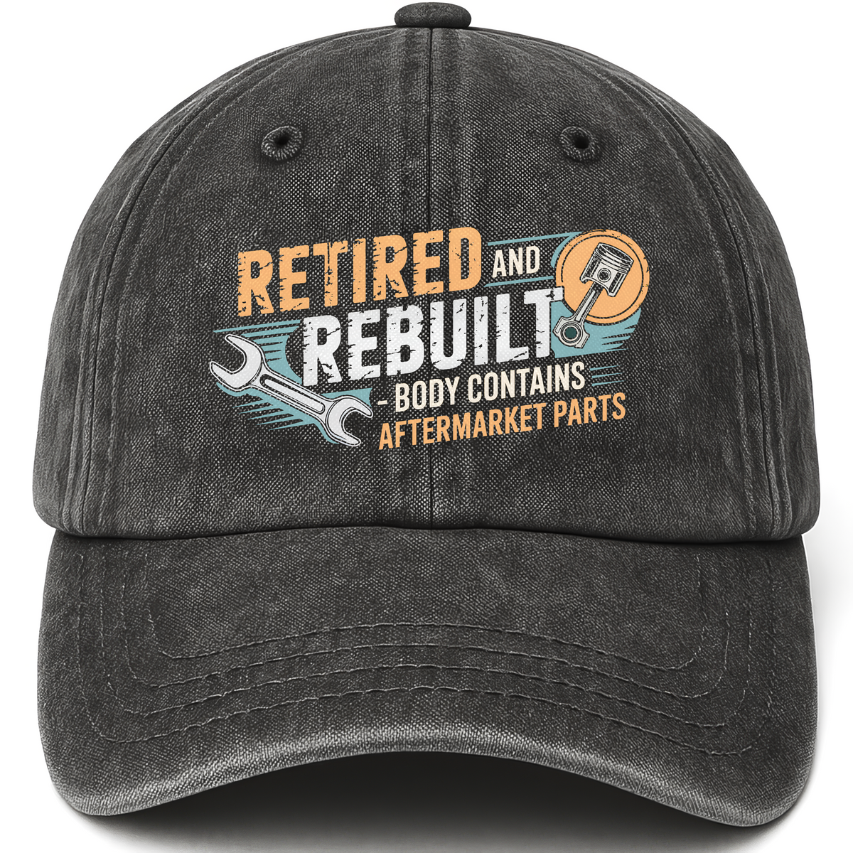 Black vintage washed cap with High Mileage printed front design
