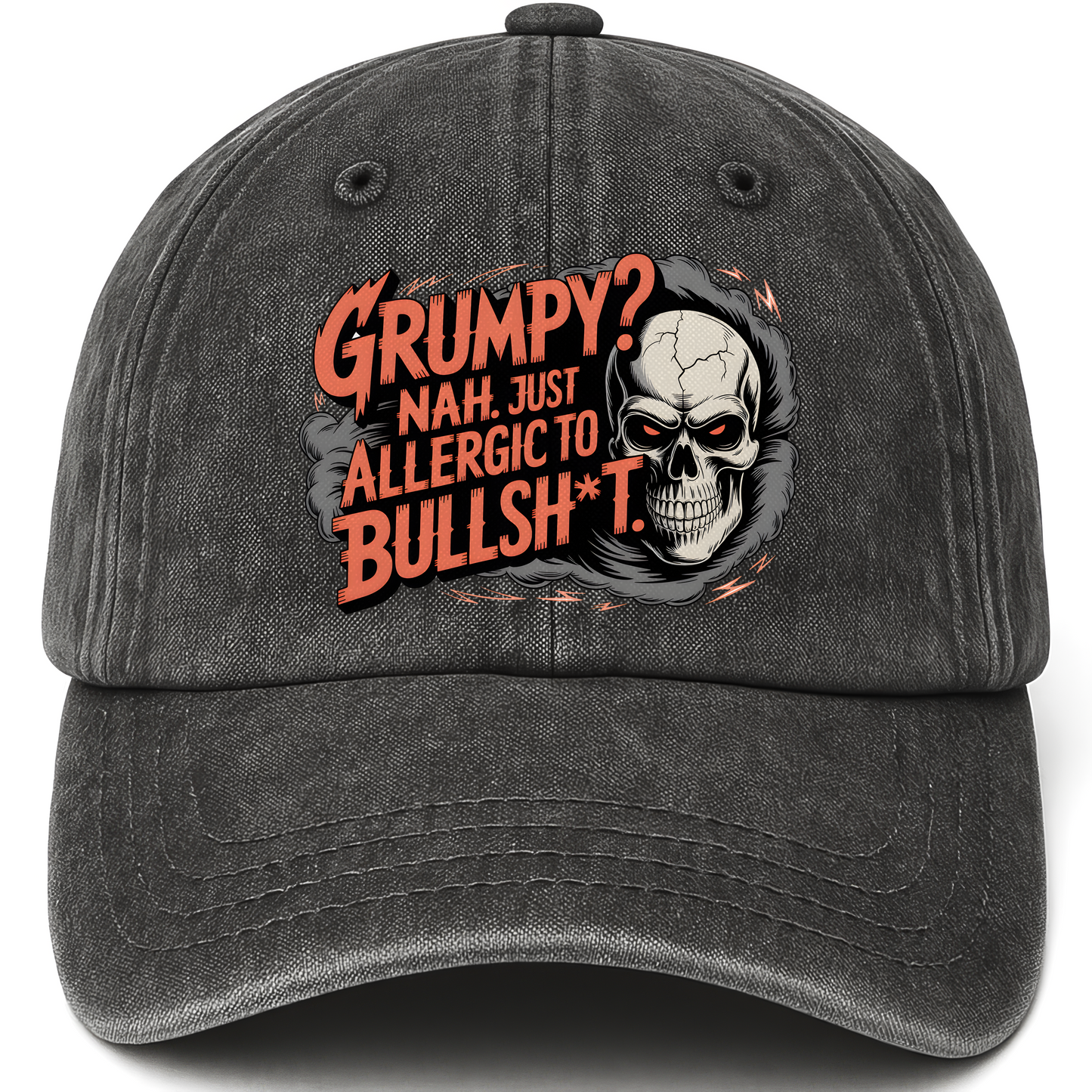 Black vintage washed cap with B.S. Eliminator printed front design