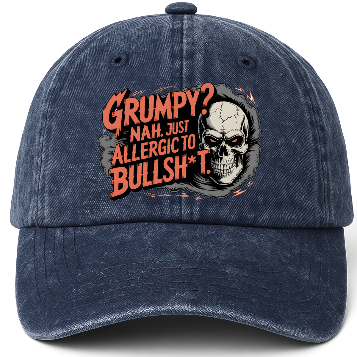 Navy vintage washed cap with B.S. Eliminator printed front design