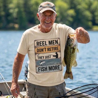 "Reel Men Don’t Retire – They Just Fish More" Vintage T-Shirt