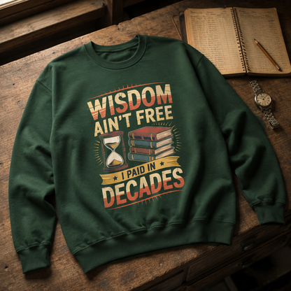 "Wisdom Ain’t Free. I Paid in Decades" Vintage Sweatshirt