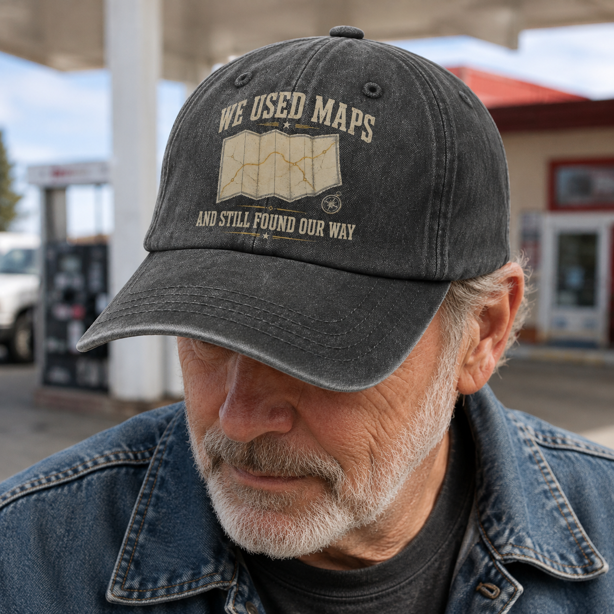 "We Used Maps and Still Found Our Way" Vintage Washed Cap