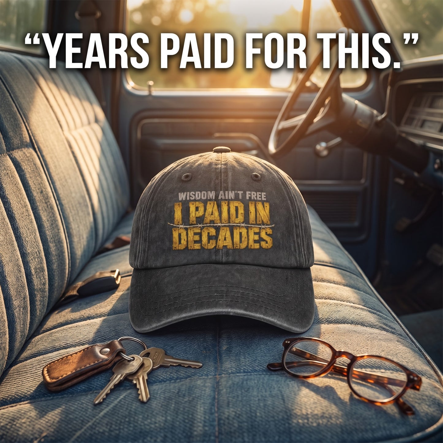 "Wisdom Ain’t Free. I Paid in Decades" Vintage Washed Cap