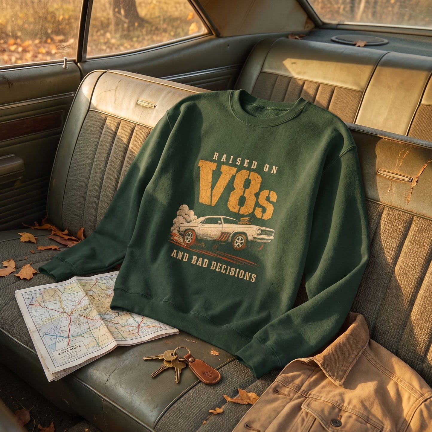 "Raised on V8s and Bad Decisions" Vintage Sweatshirt