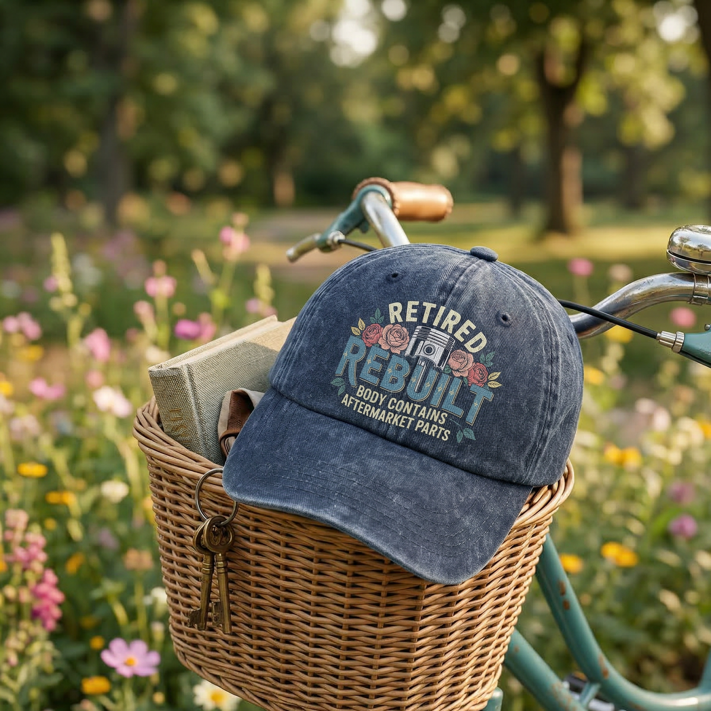 "Retired Rebuilt Body Contains Aftermarket Parts" Vintage Washed Cap