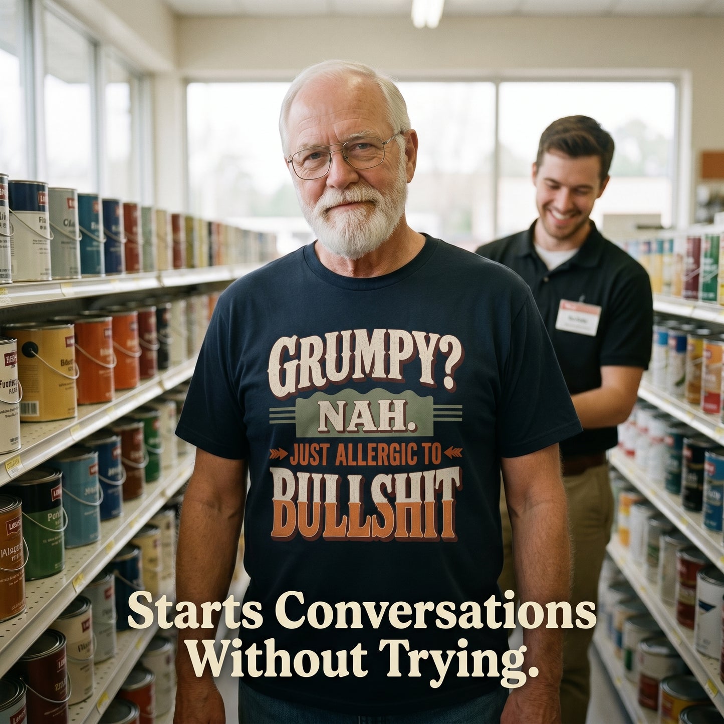 "Grumpy? Nah. Just Allergic to BS" Funny No-Nonsense Vintage T-Shirt