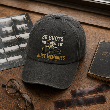 "36 Shots. No Preview. Just Memories" Vintage Washed Cap