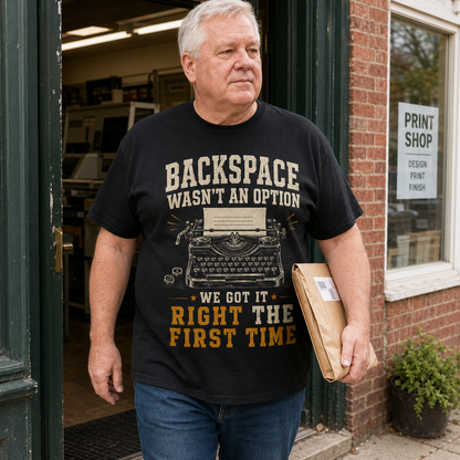 "Backspace Wasn't An Option. We Got It Right The First Time" Vintage T-Shirt