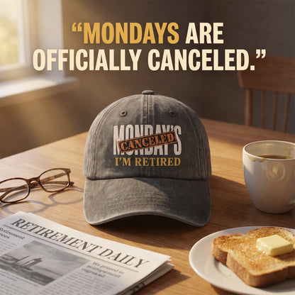 "Monday’s Canceled. I’m Retired" Vintage Washed Cap