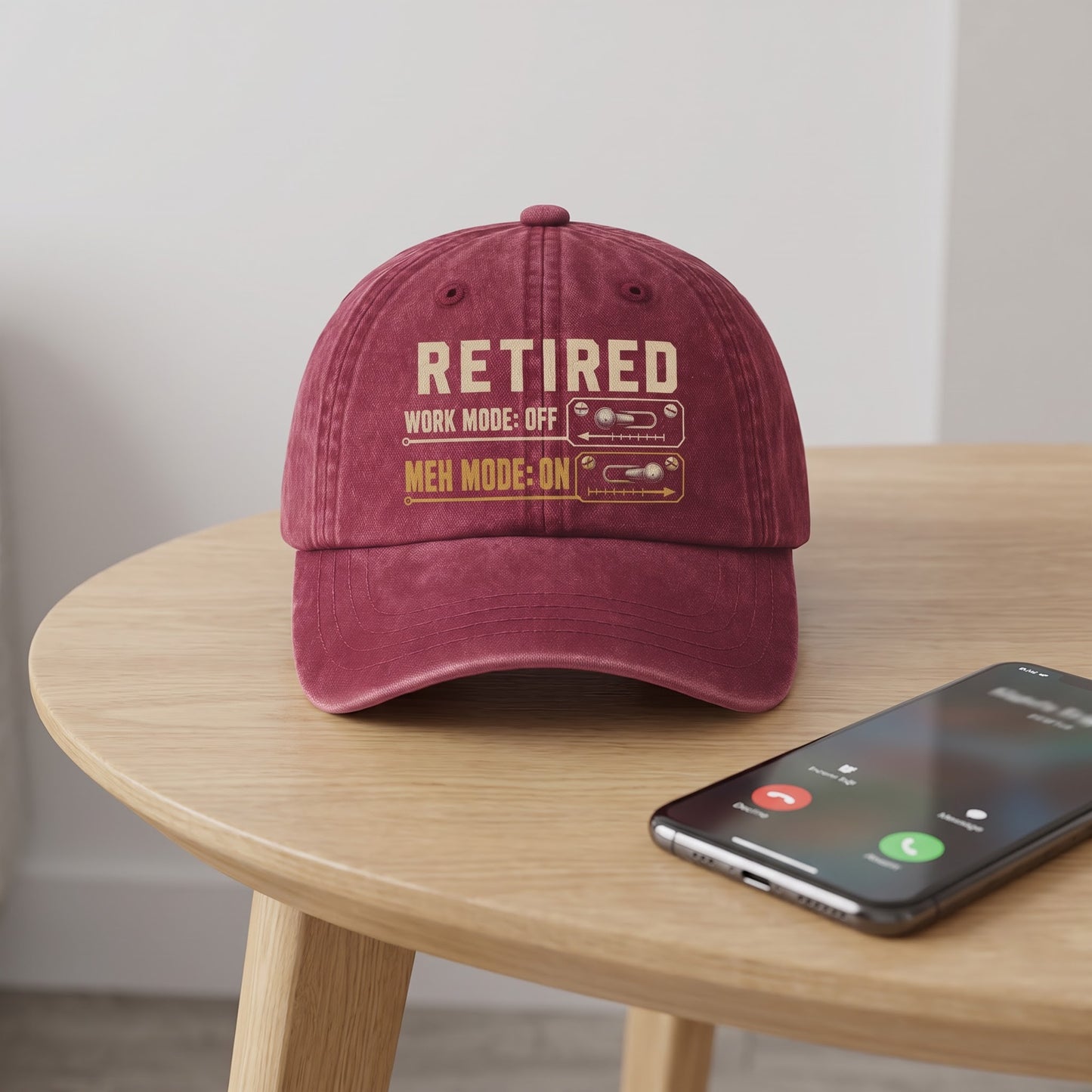 "Retired. Meh Mode On" Vintage Washed Cap