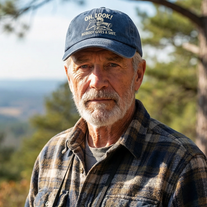 "Oh Look Nobody Gives a Sh*t" Skeleton Vintage Denim Cap