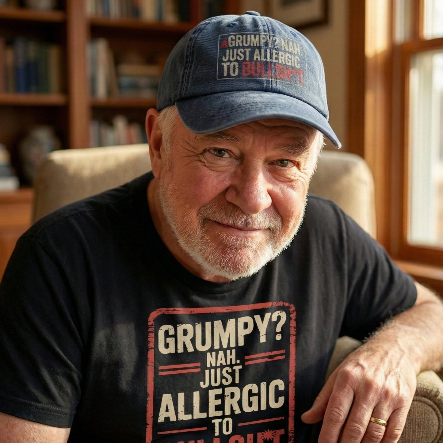 The "Straight Shooter" Cap - Grumpy? Nah. Just Honest - Faded Print Cap