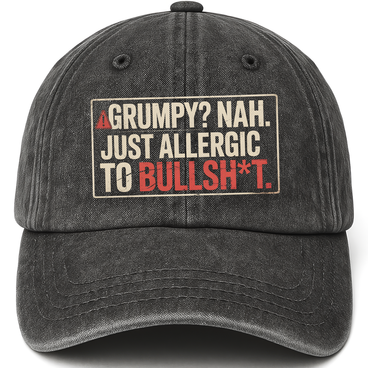 Black vintage washed cap with Straight Shooter printed front design