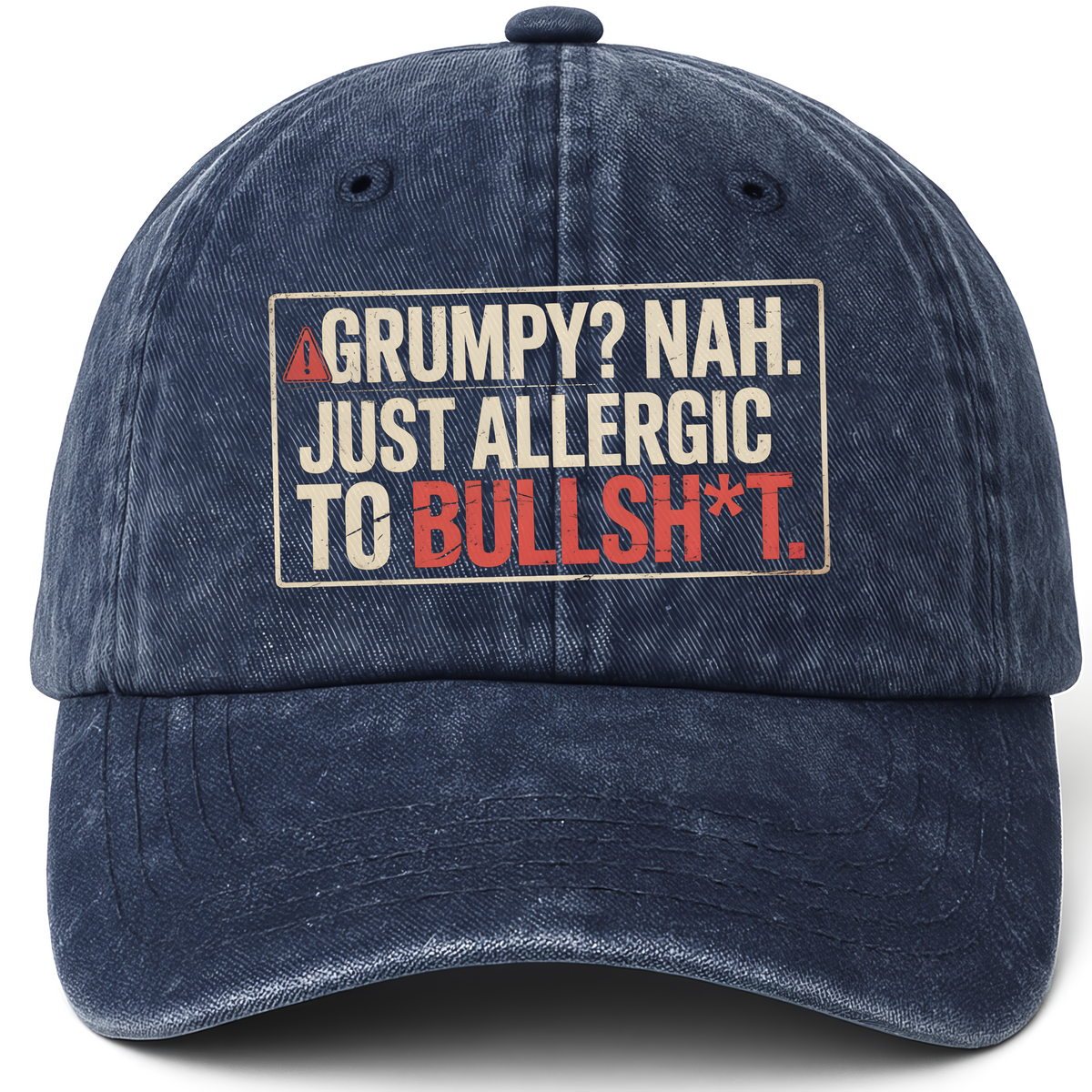 Navy vintage washed cap with Straight Shooter printed front design