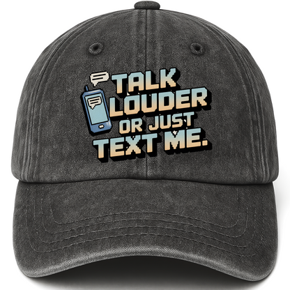 Black vintage washed cap with Analog Hearing Aid printed front design