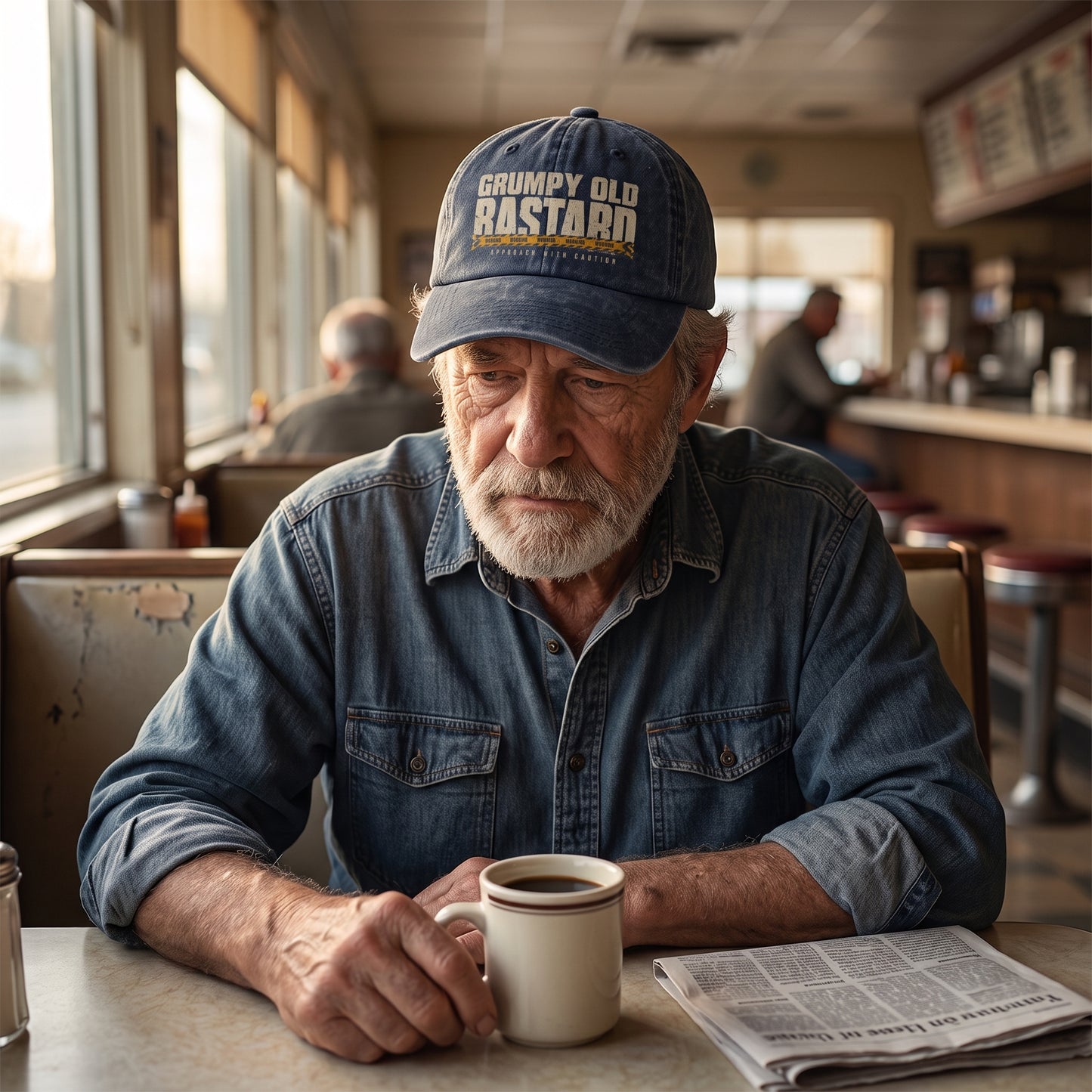 "Grumpy Old Bastard Approach with Caution" Vintage Washed Cap