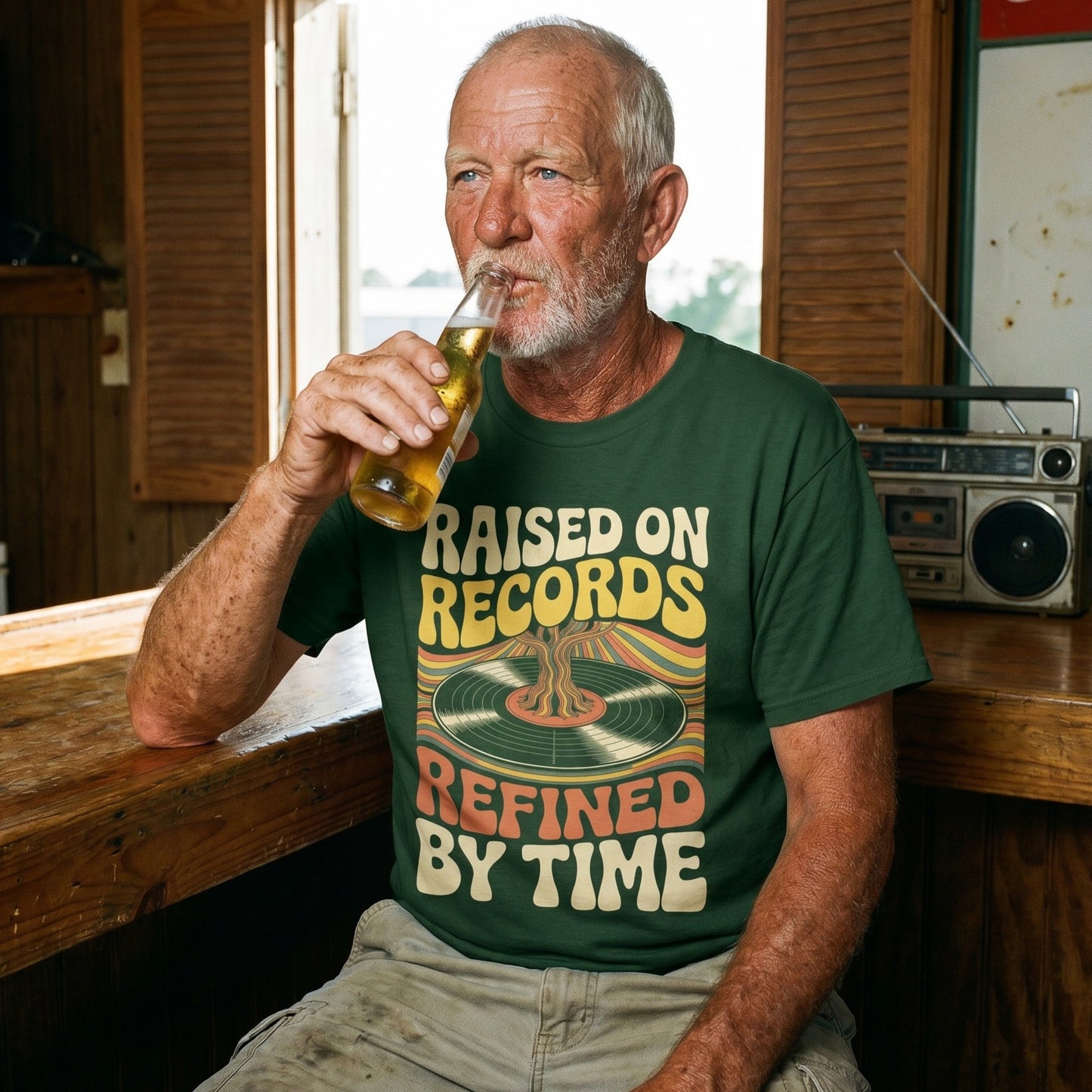 "Raised On Records. Refined By Time" Vintage T-Shirt