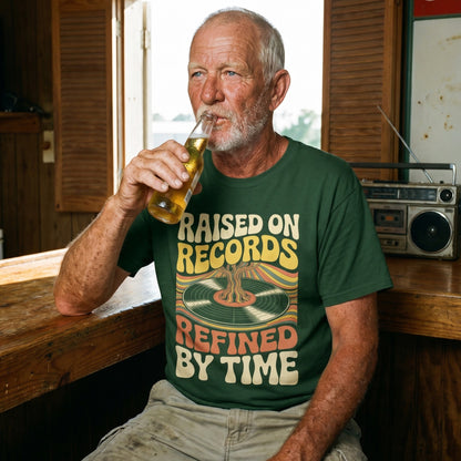 "Raised On Records. Refined By Time" Vintage T-Shirt
