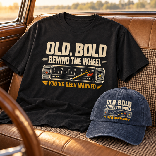 "Old, Bold, Behind The Wheel. You’ve Been Warned" Vintage Washed Cap