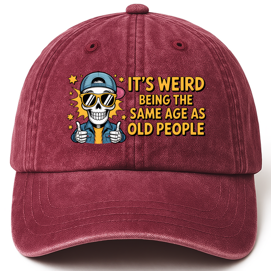 Wine Red vintage washed cap with Forever Young printed front design