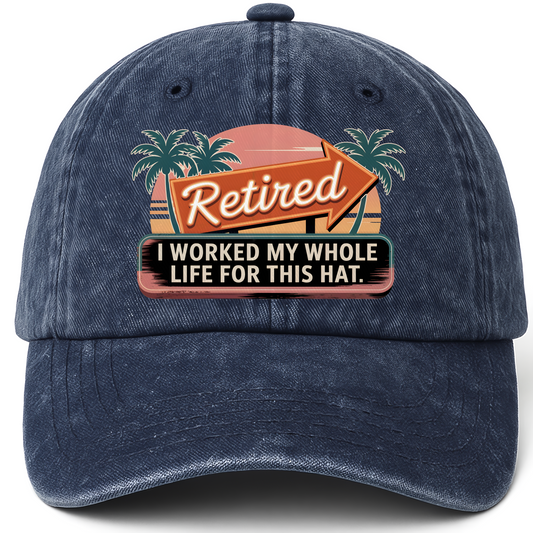 Navy vintage washed cap with Lifetime Achievement printed front design
