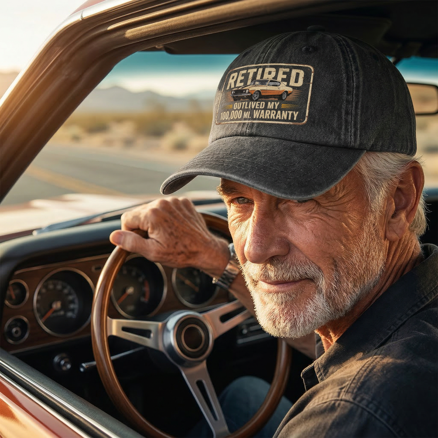"Retired Outlived My 100,000 Mile Warranty" Vintage Washed Cap